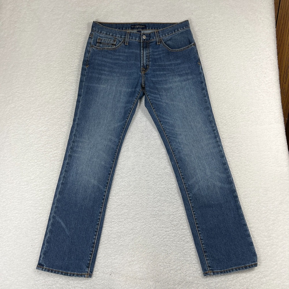 US Polo Assn Mens Jeans Size 34x32 (33.5x30) Straight Leg Medium Wash Denim EUC
